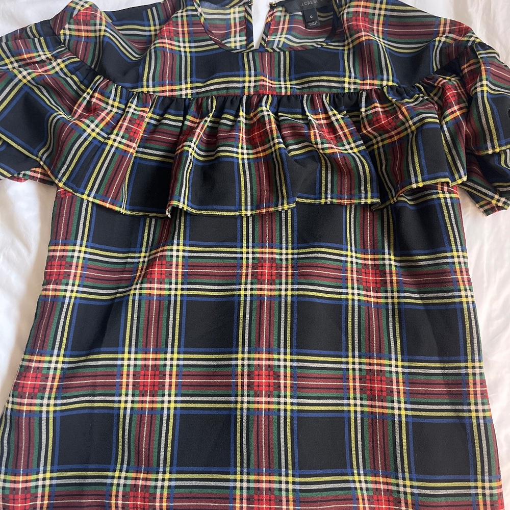 Jcrew ruffle plaid holiday top